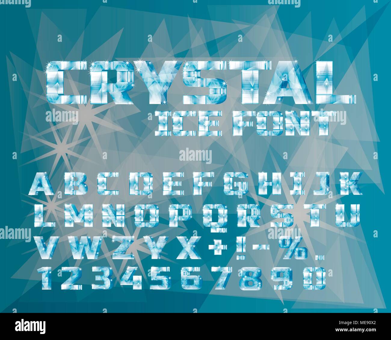 Ice crystal alphabet. Frozen font. Stock Vector
