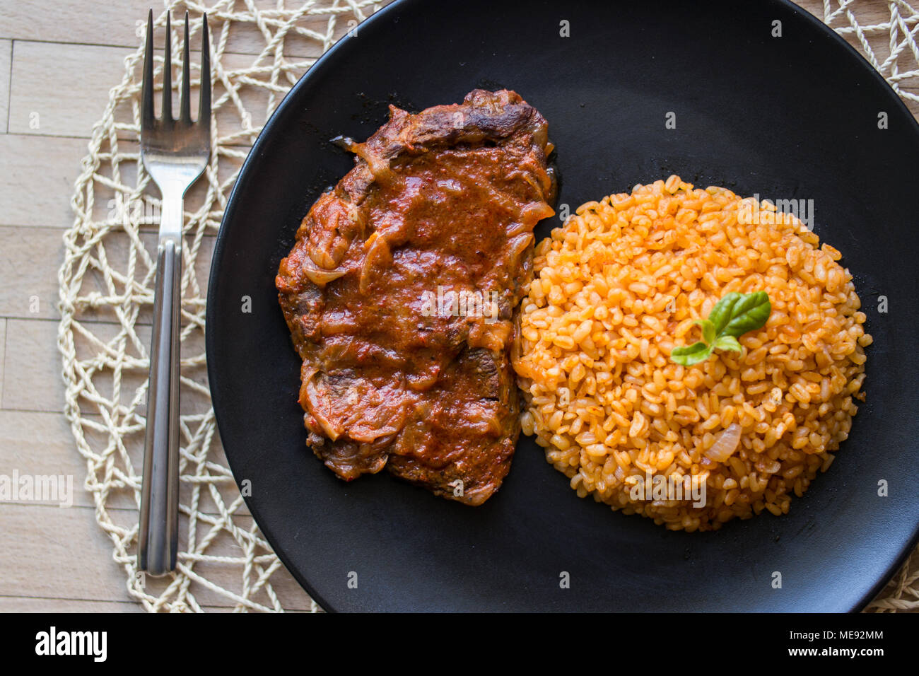 Steak brown rice hires stock photography and images Alamy