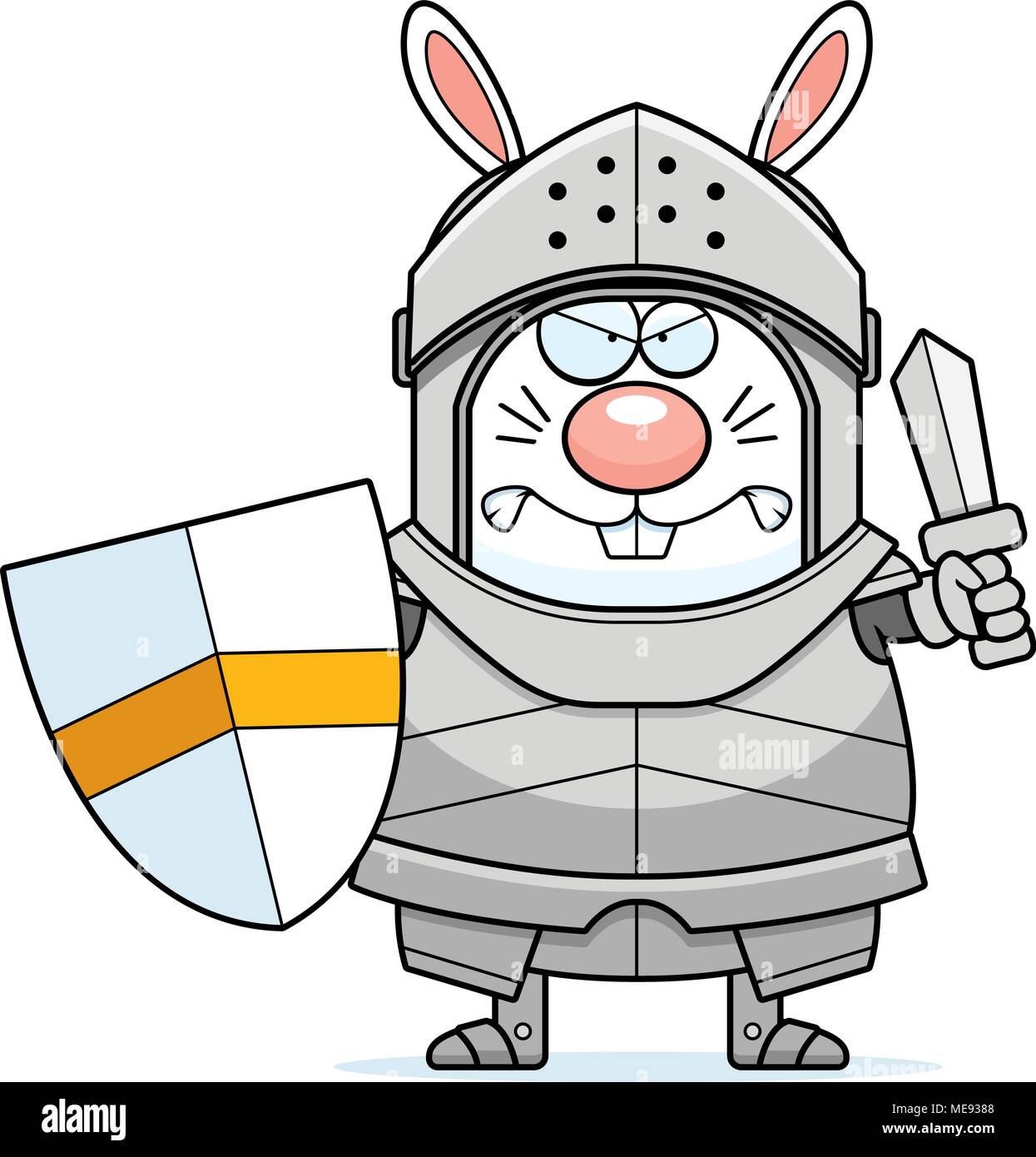 A cartoon illustration of a rabbit knight looking angry Stock Vector ...
