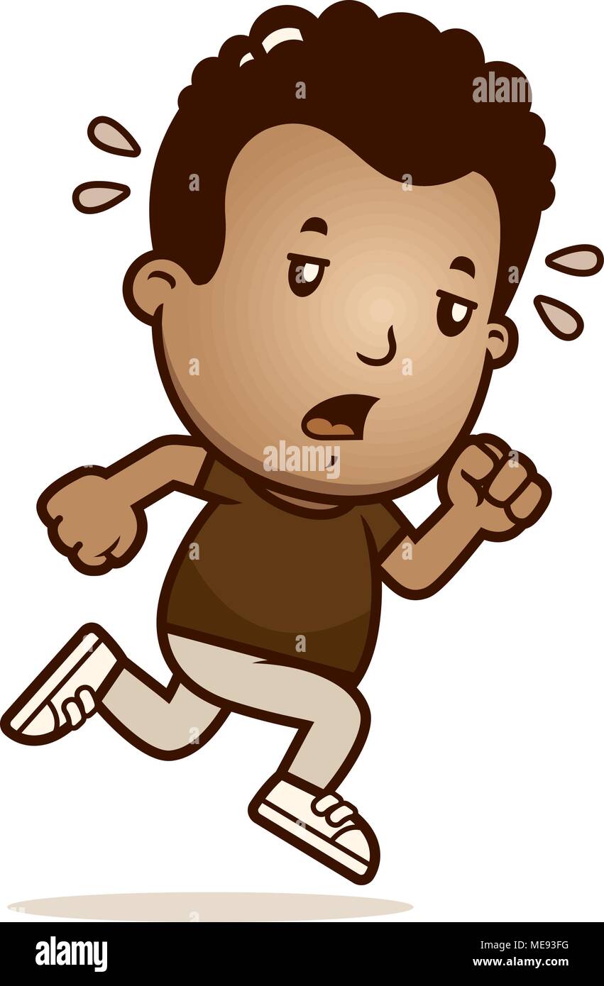 A cartoon illustration of a boy running and looking exhausted Stock Vector  Image & Art - Alamy