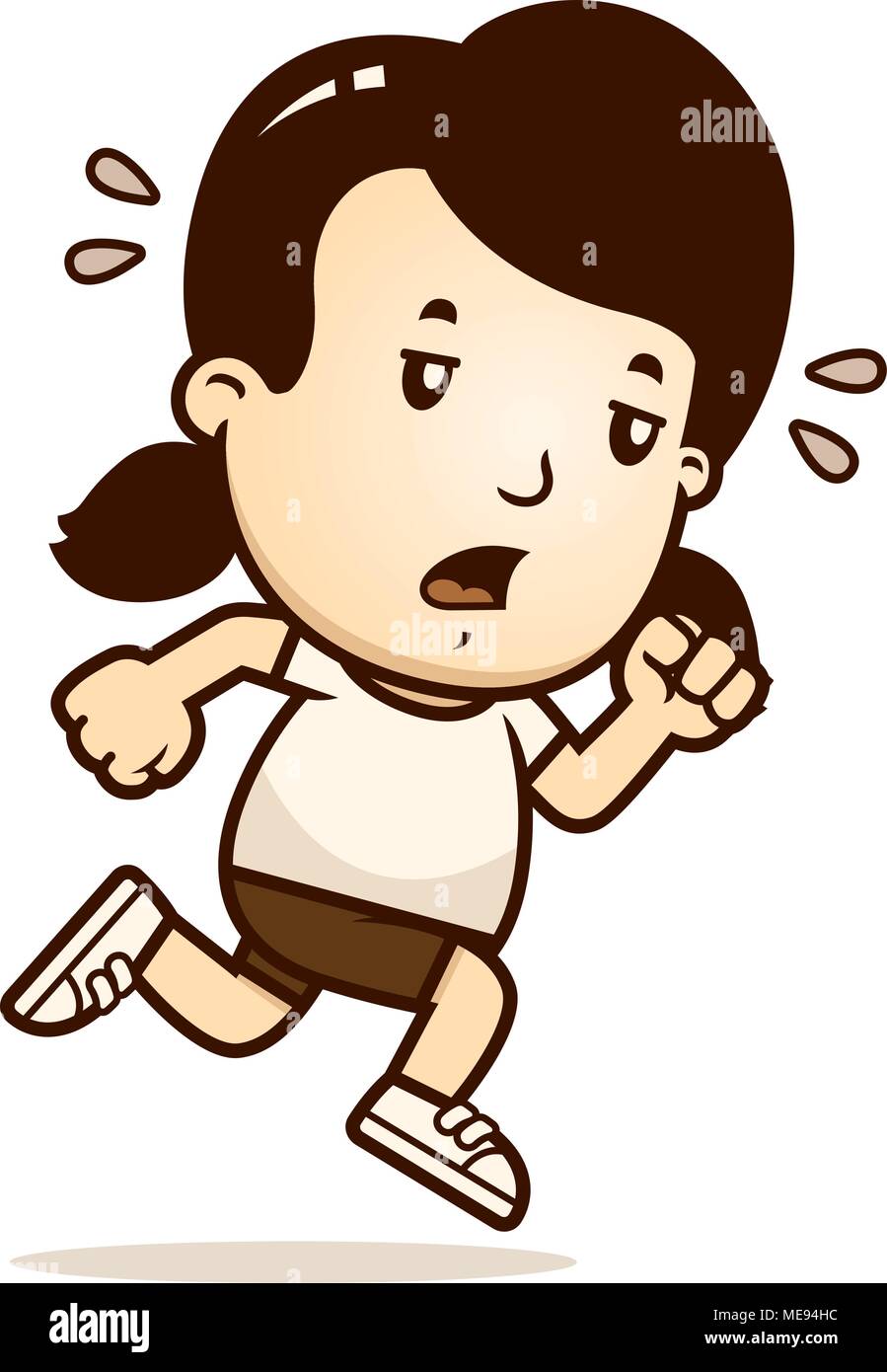 A cartoon illustration of a girl running and looking exhausted Stock Vector  Image & Art - Alamy