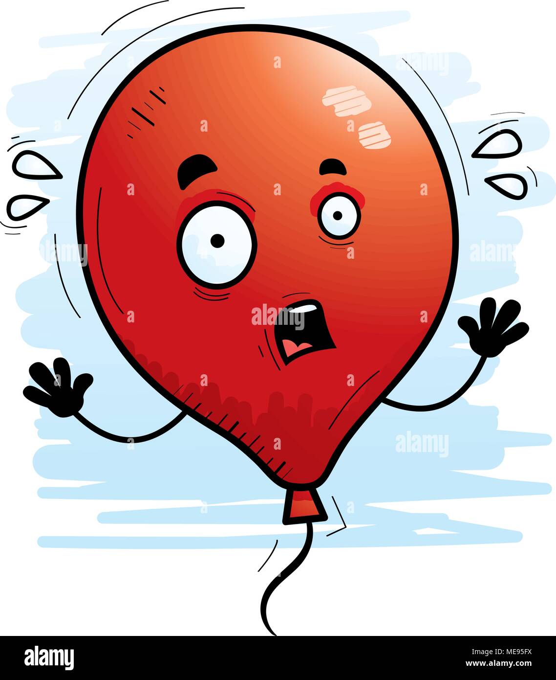 A cartoon illustration of a balloon looking scared Stock Vector Image