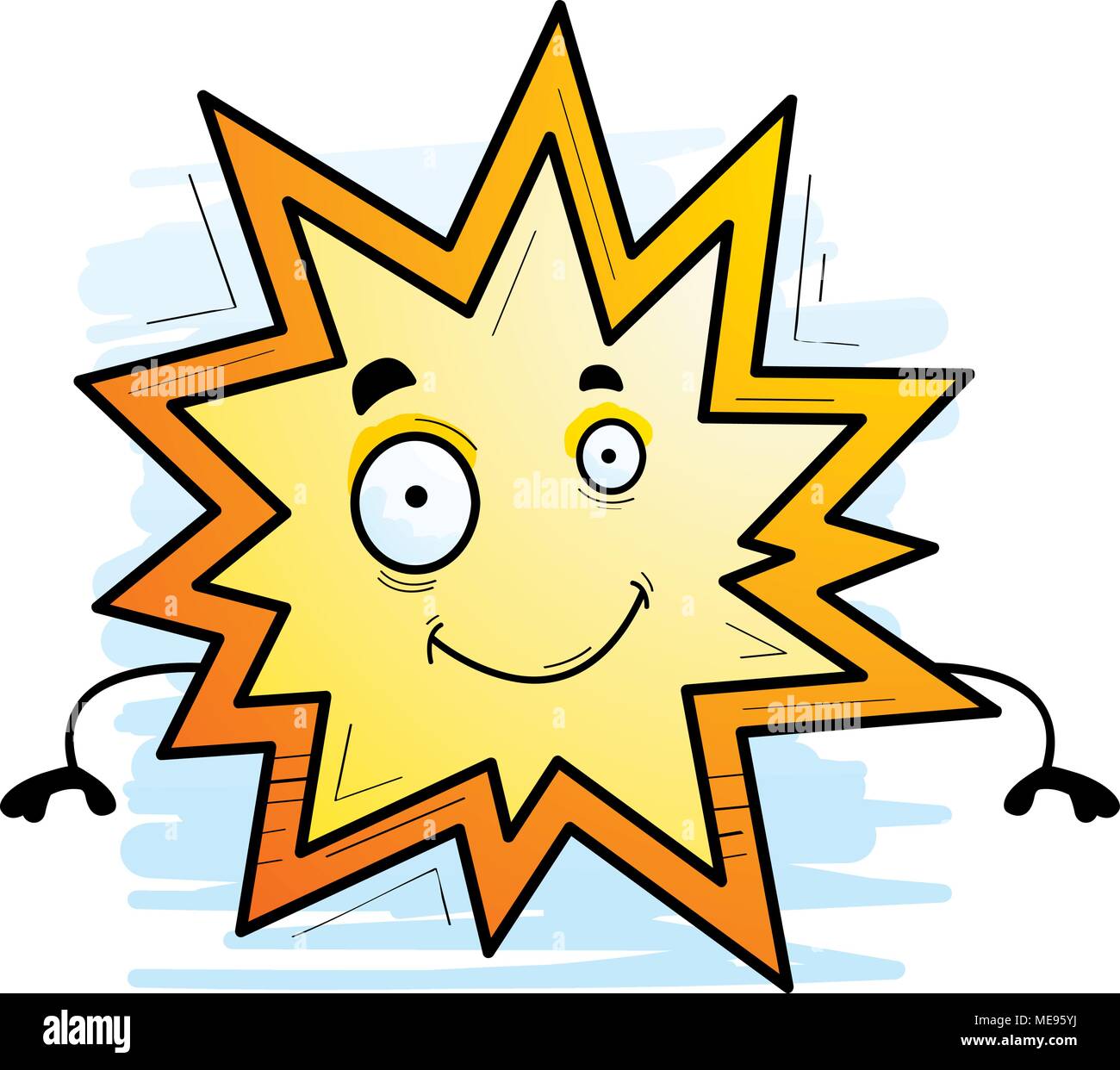 A cartoon illustration of an explosion smiling. Stock Vector