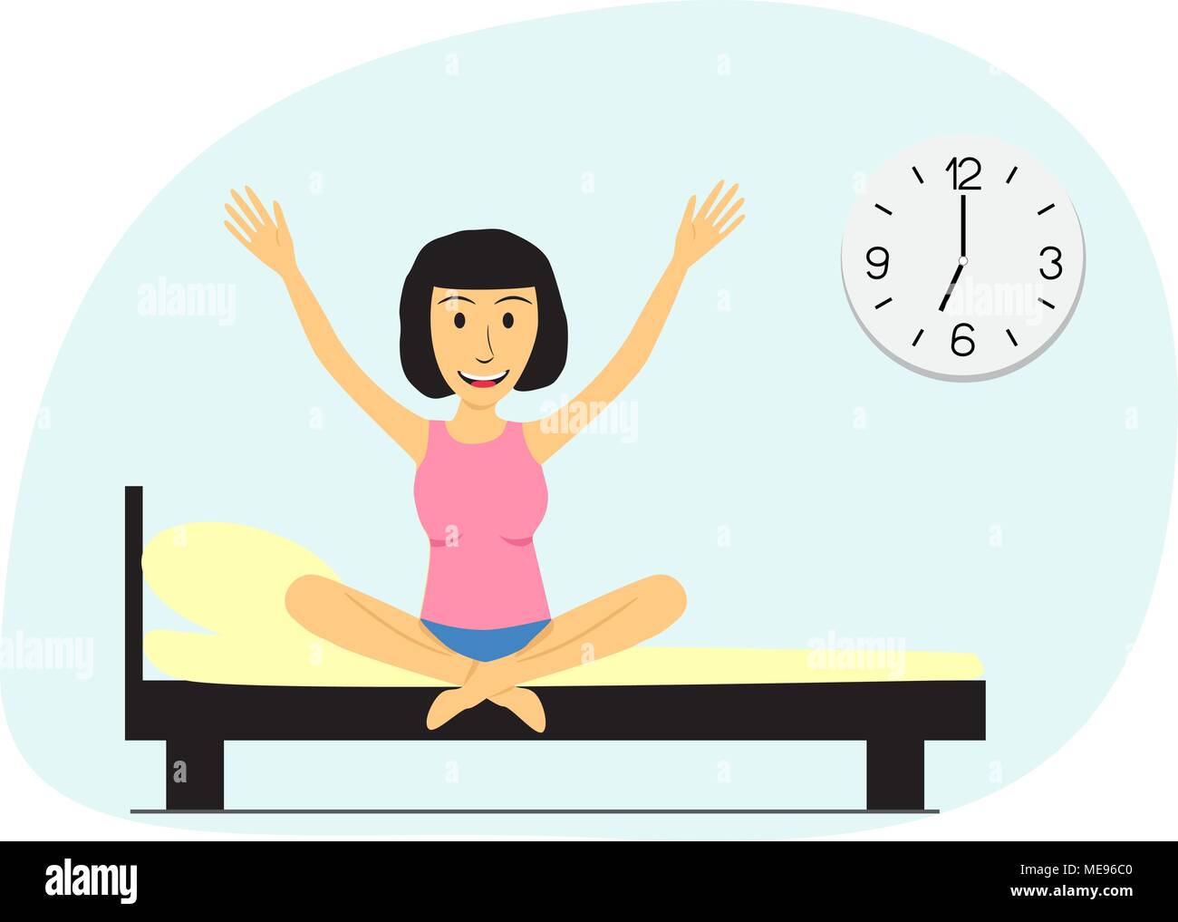 the girl wakes up in the morning Stock Vector