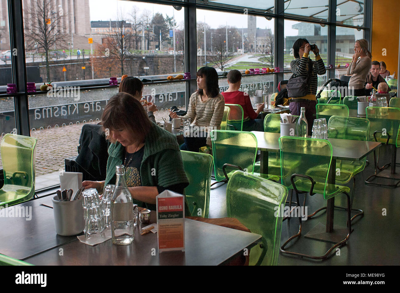 Restaurant bar of Kiasma Museum of Contemporary Art, Helsinki, Finland. Kiasma (built 1993-1998) is a contemporary art museum located on Mannerheimint Stock Photo