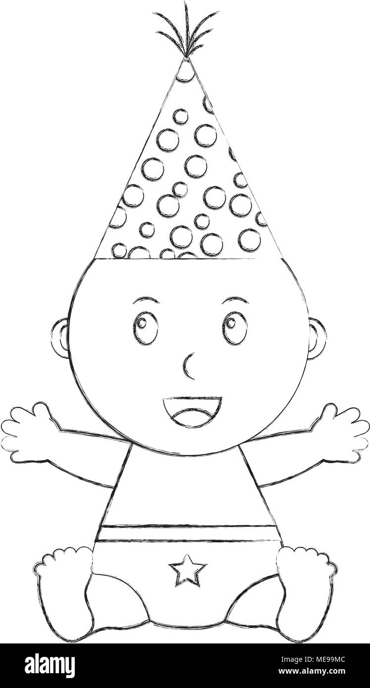 Baby boy wearing hat Stock Vector Images - Alamy