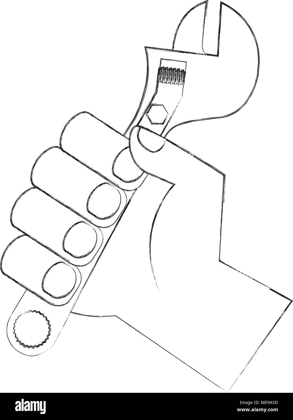 hand holding adjustable wrench tool repair Stock Vector Image & Art Alamy