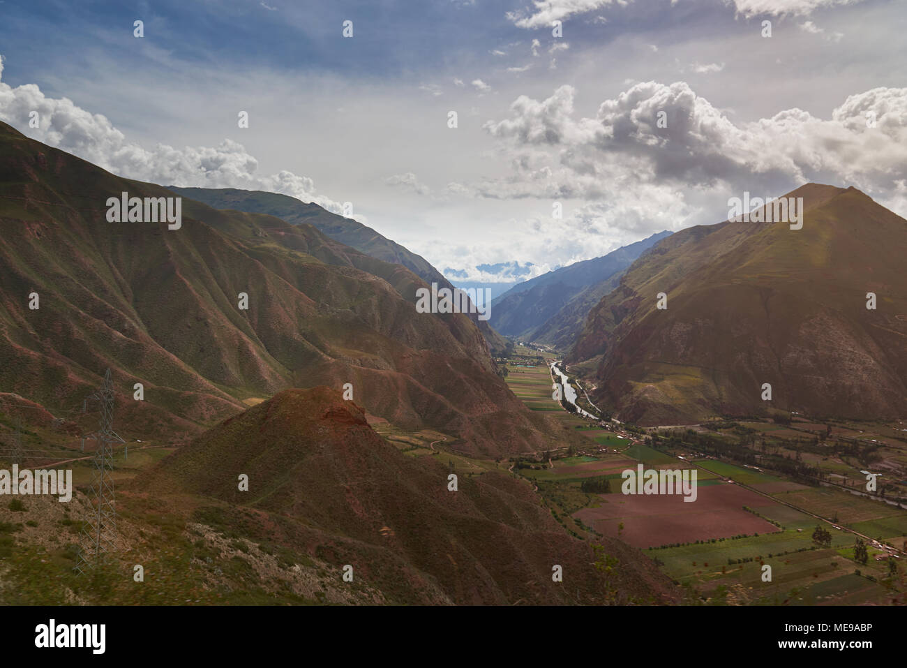Green valley in Peru Andes. Mountain south america background Stock Photo
