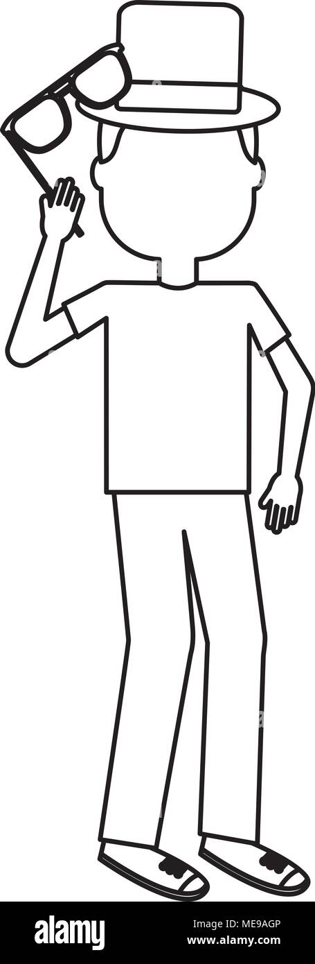silhouette man holding eyeglasses character Stock Vector Image & Art ...