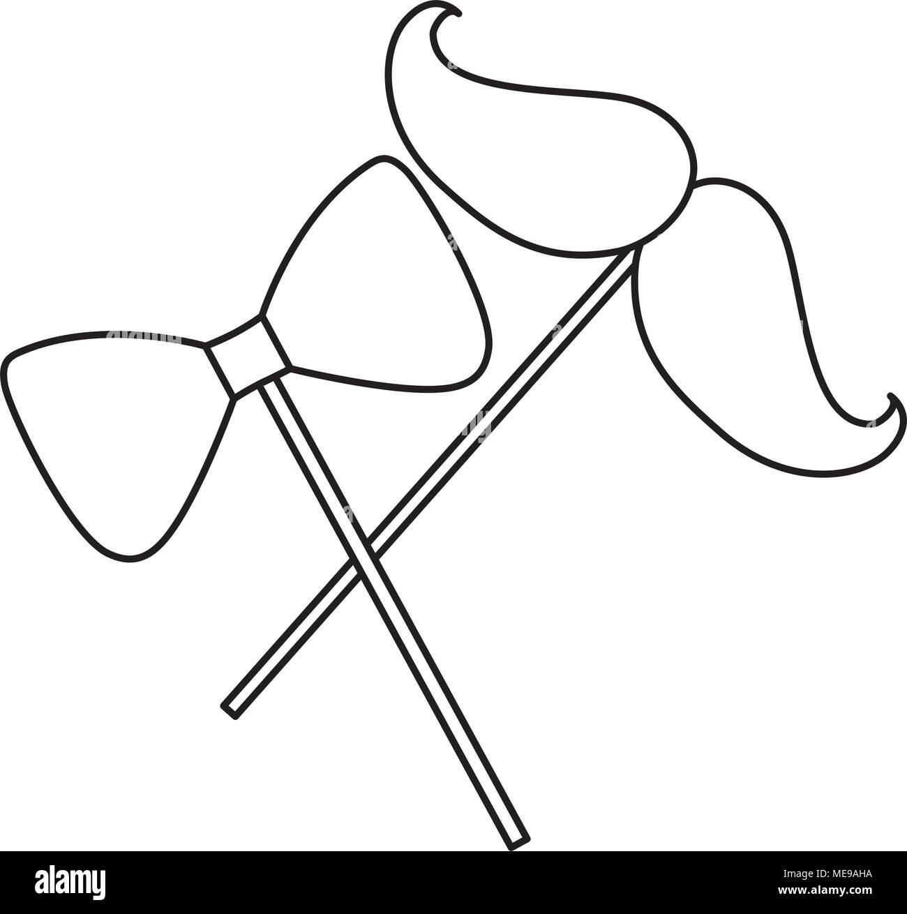 hipster mustache and bow tie in stick Stock Vector Image \u0026 Art - Alamy, image size:1300x1310