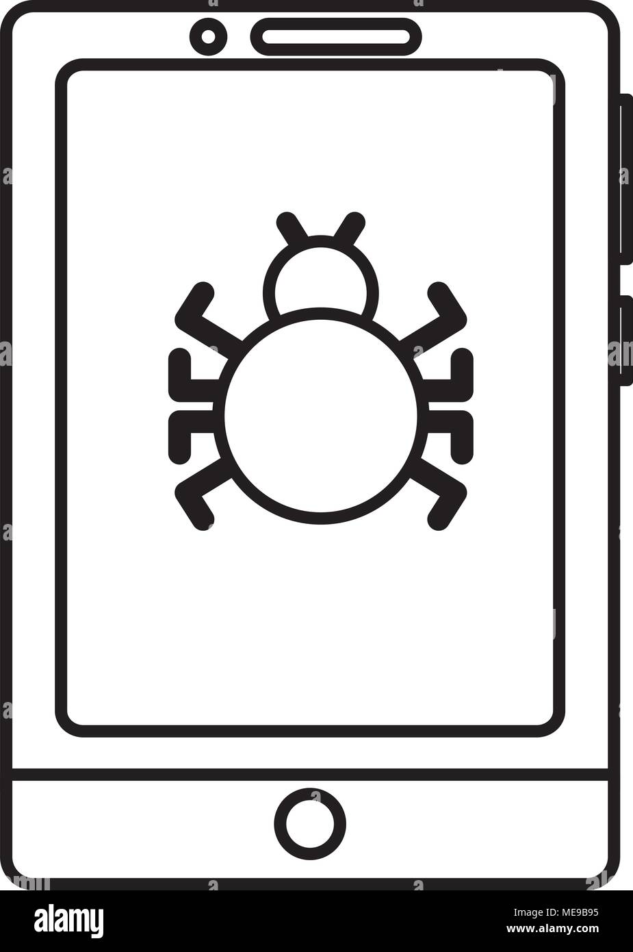 cyber security smartphone bug virus alert warning Stock Vector Image ...