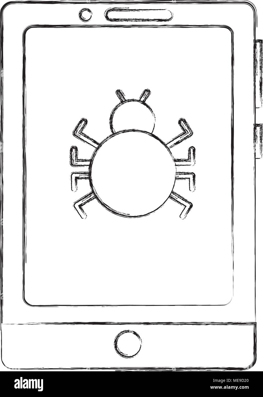 cyber security smartphone bug virus alert warning Stock Vector Image ...