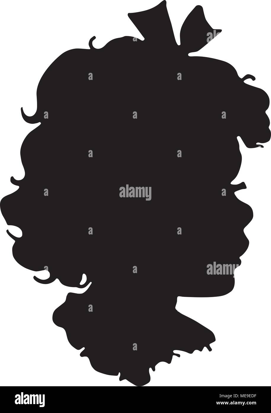 Darling Girl Silhouette - Retro Clipart Illustration Stock Vector