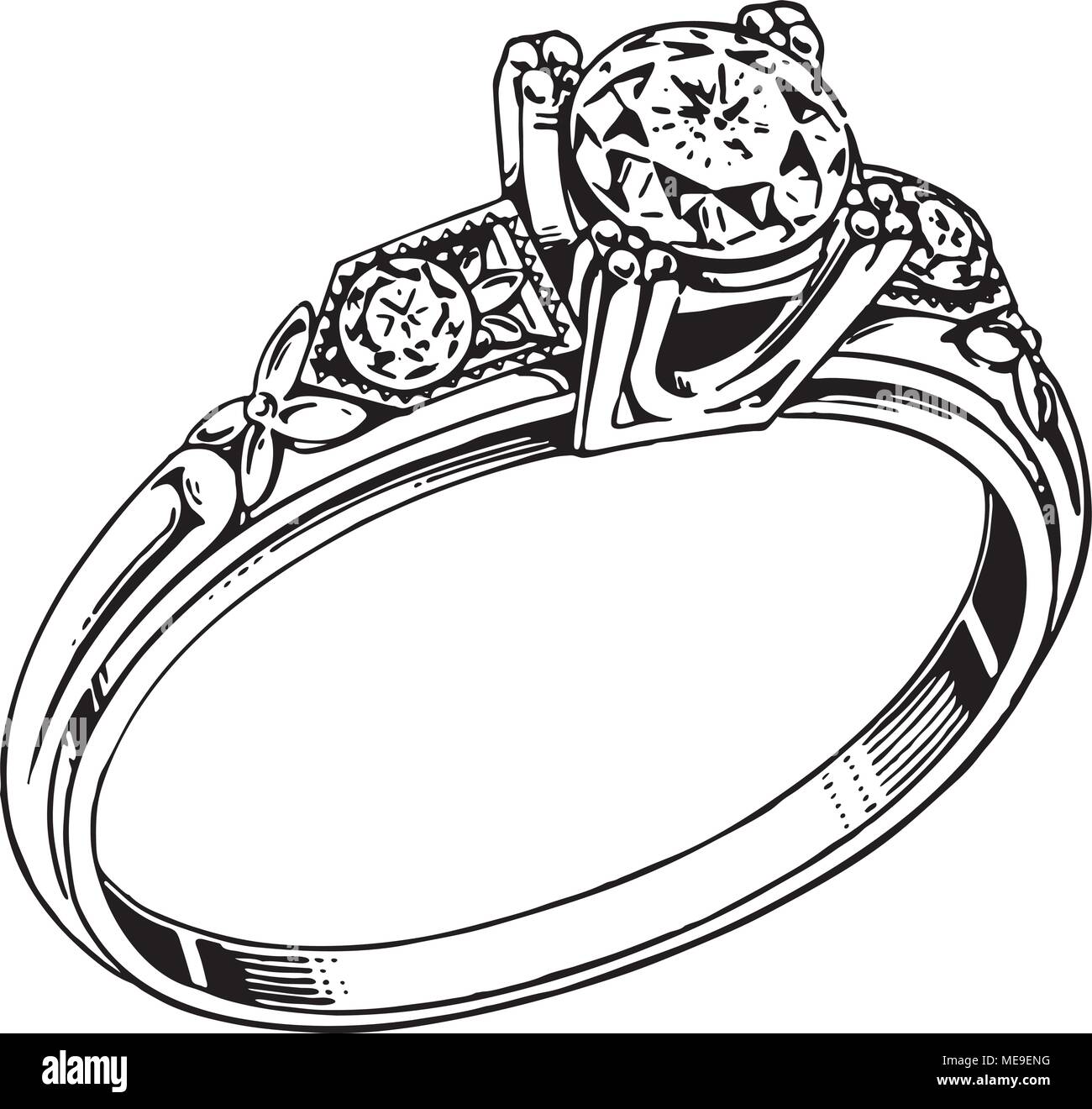 Diamond Ring 2 - Retro Clipart Illustration Stock Vector Image & Art - Alamy