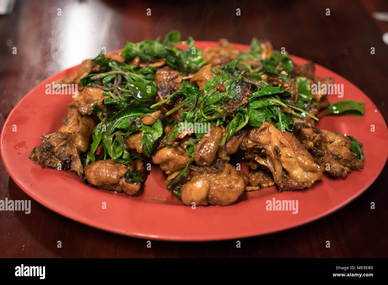 Taiwanese Chicken with Basil Disc Stock Photo