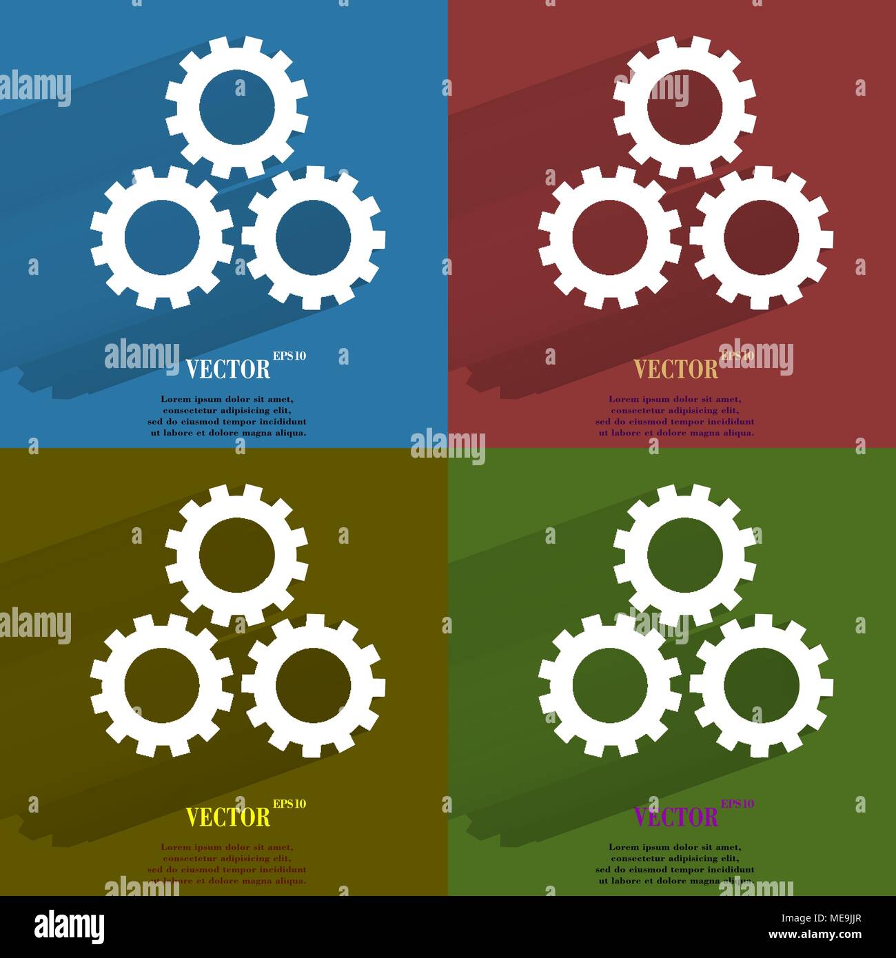 Color set Settings Sign icon, flat design. Vector illustration. EPS10 Stock Vector