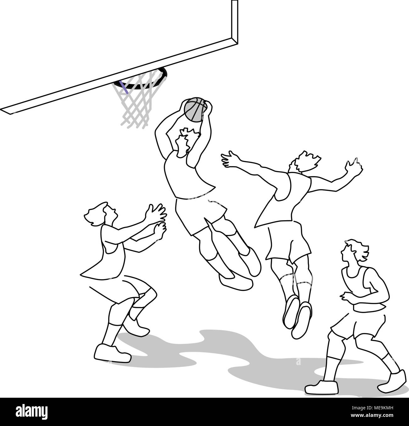 Illustration Basketball Player Jump Shot High Resolution Stock