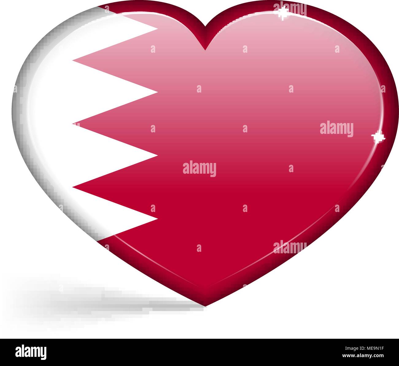 Flags of Bahrain in a heart shape with highlights on the edges. Vector ...