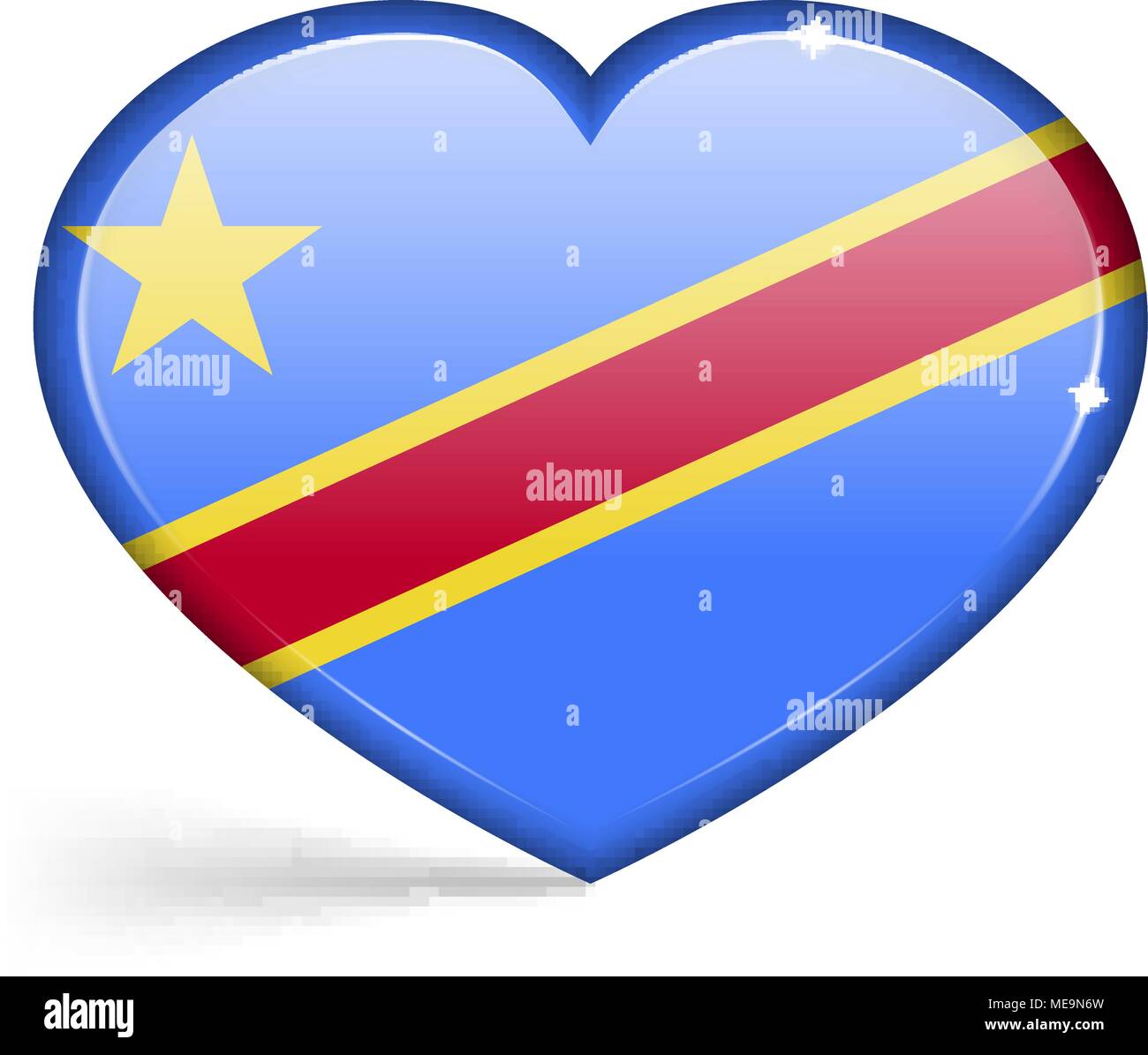 Flags of Congo Democratic Republic in a heart shape with highlights on ...