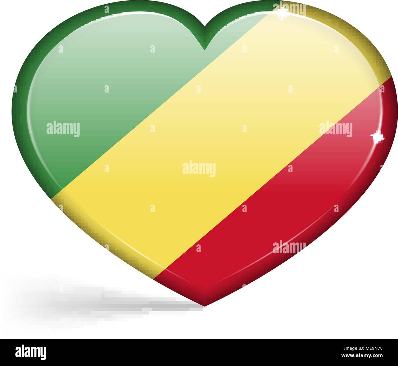 Flags of Congo Republic in a heart shape with highlights on the edges ...