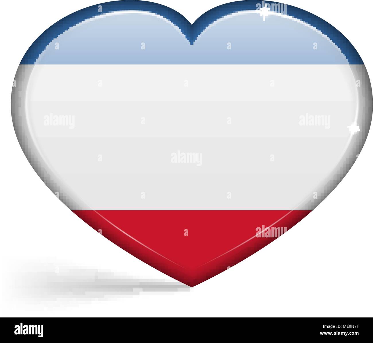 Flags of Crimea in a heart shape with highlights on the edges. Vector illustration Stock Vector