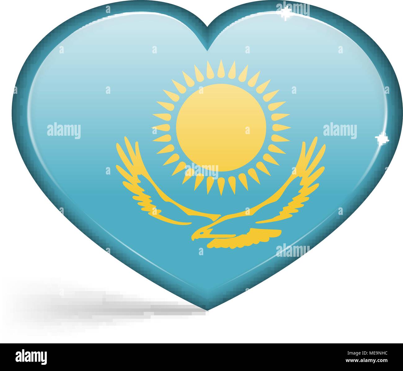 Flags of Kazakhstan in a heart shape with highlights on the edges. Vector  illustration Stock Vector Image & Art - Alamy
