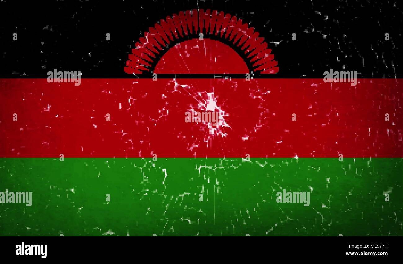 Flags of Malawi with broken glass texture. Vector illustration Stock ...
