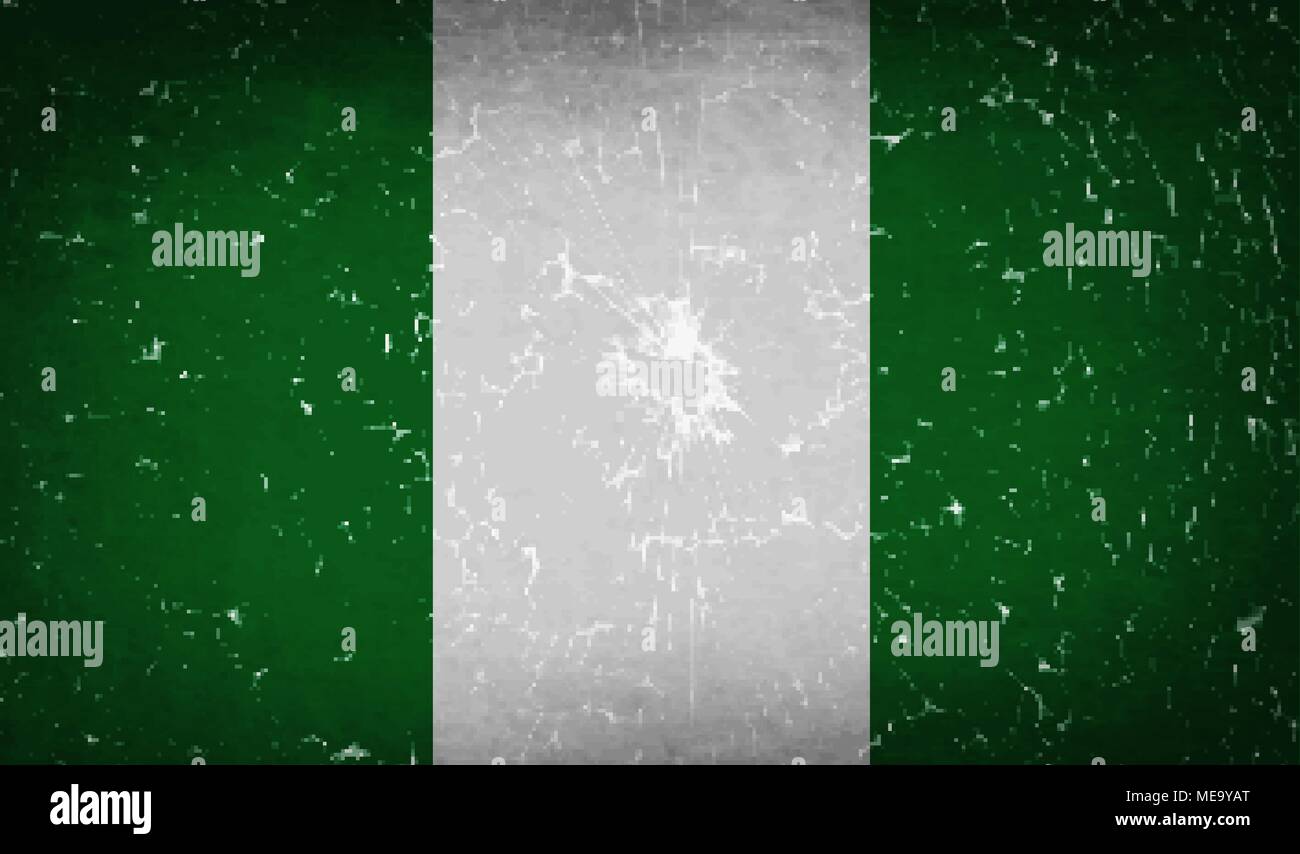 Flags of Nigeria with broken glass texture. Vector illustration Stock ...