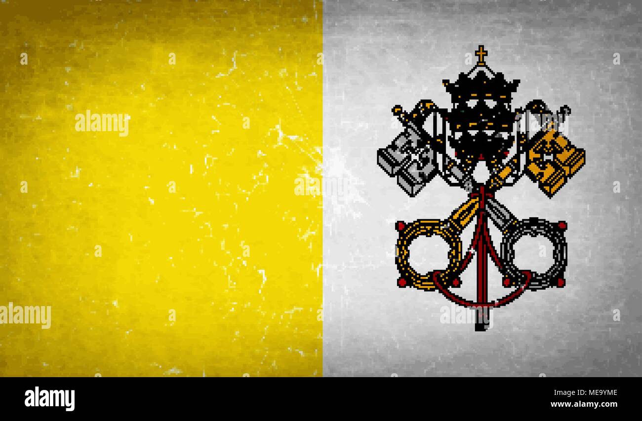 Flags of Vatican CityHoly See with broken glass texture. Vector illustration Stock Vector