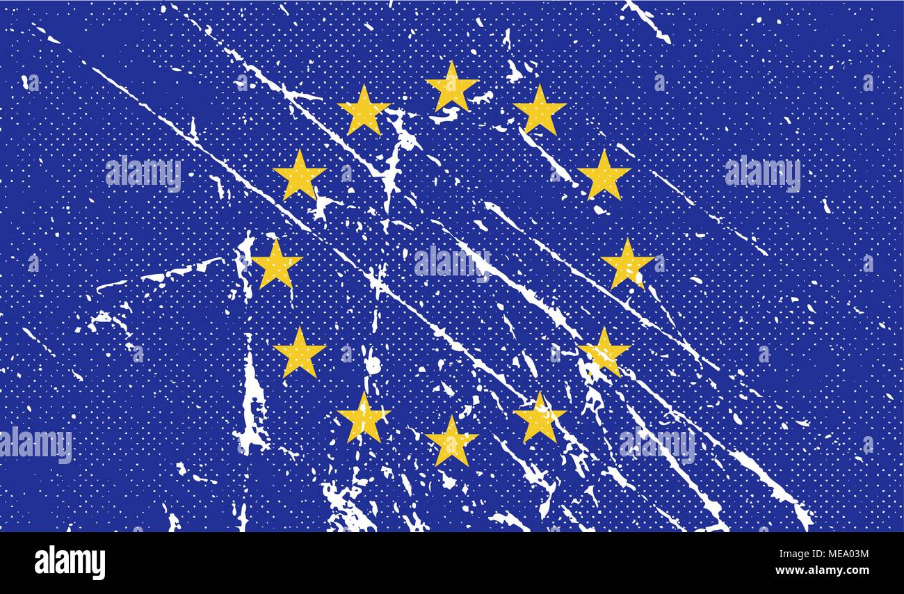 Flag of European Union with old texture. Vector illustration Stock ...
