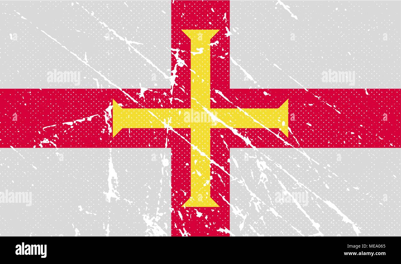 Flag of Guernsey with old texture. Vector illustration Stock Vector