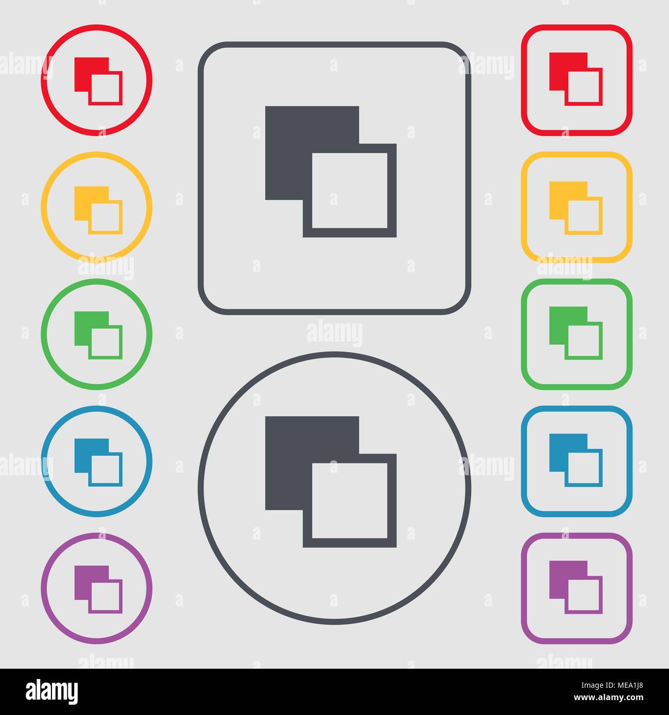 Active color toolbar icon sign. symbol on the Round and square buttons ...