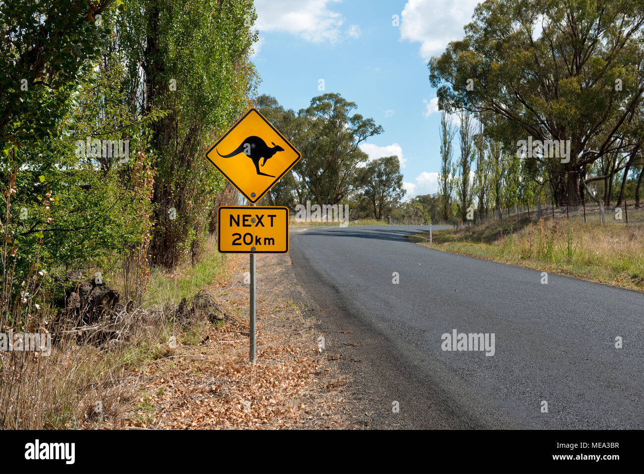 Kangaroo warning sign. New South Wales, Australia Stock Photo