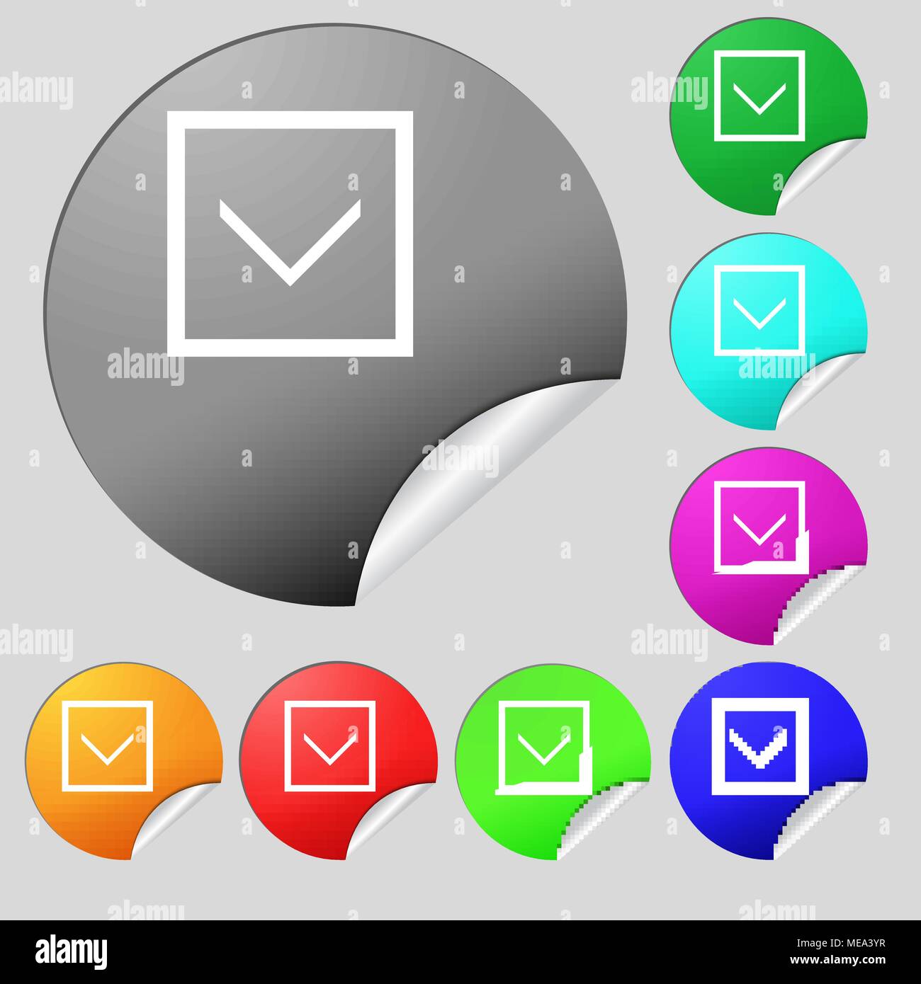 Arrow down, Download, Load, Backup icon sign. Set of eight multi ...