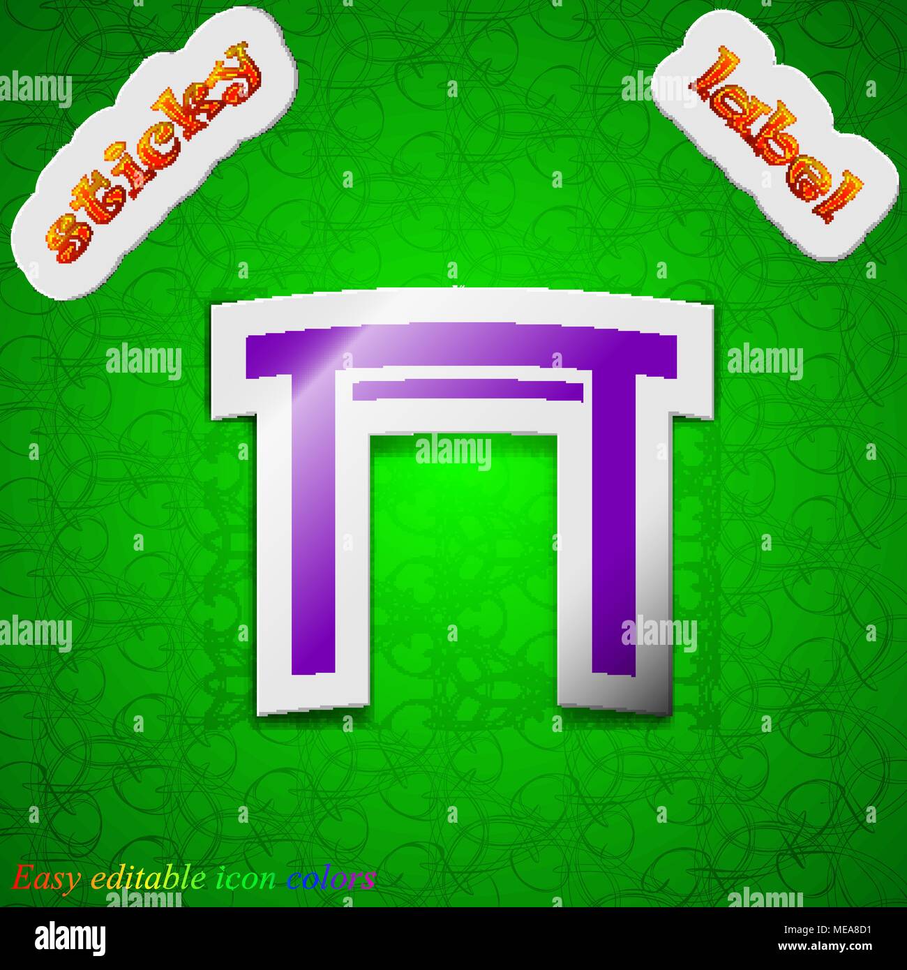 stool seat icon sign. Symbol chic colored sticky label on green ...