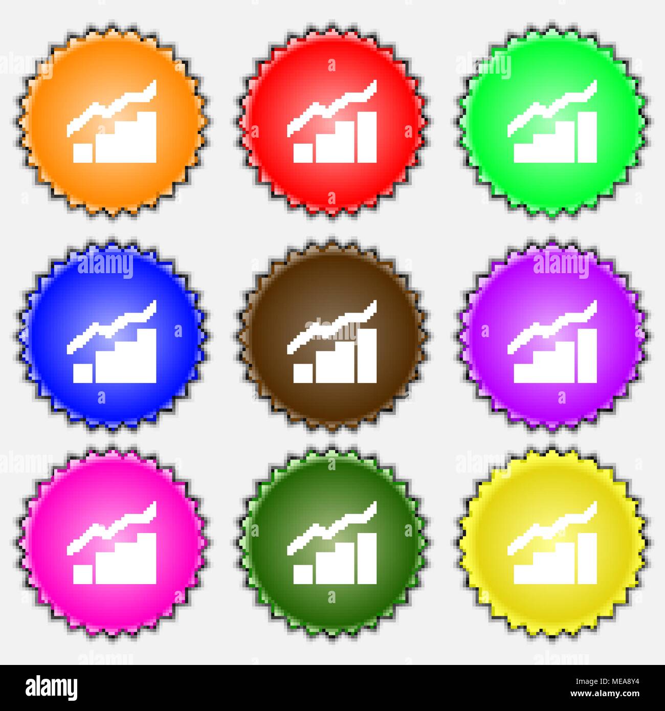 Growth and development concept. graph of Rate icon sign. A set of nine ...