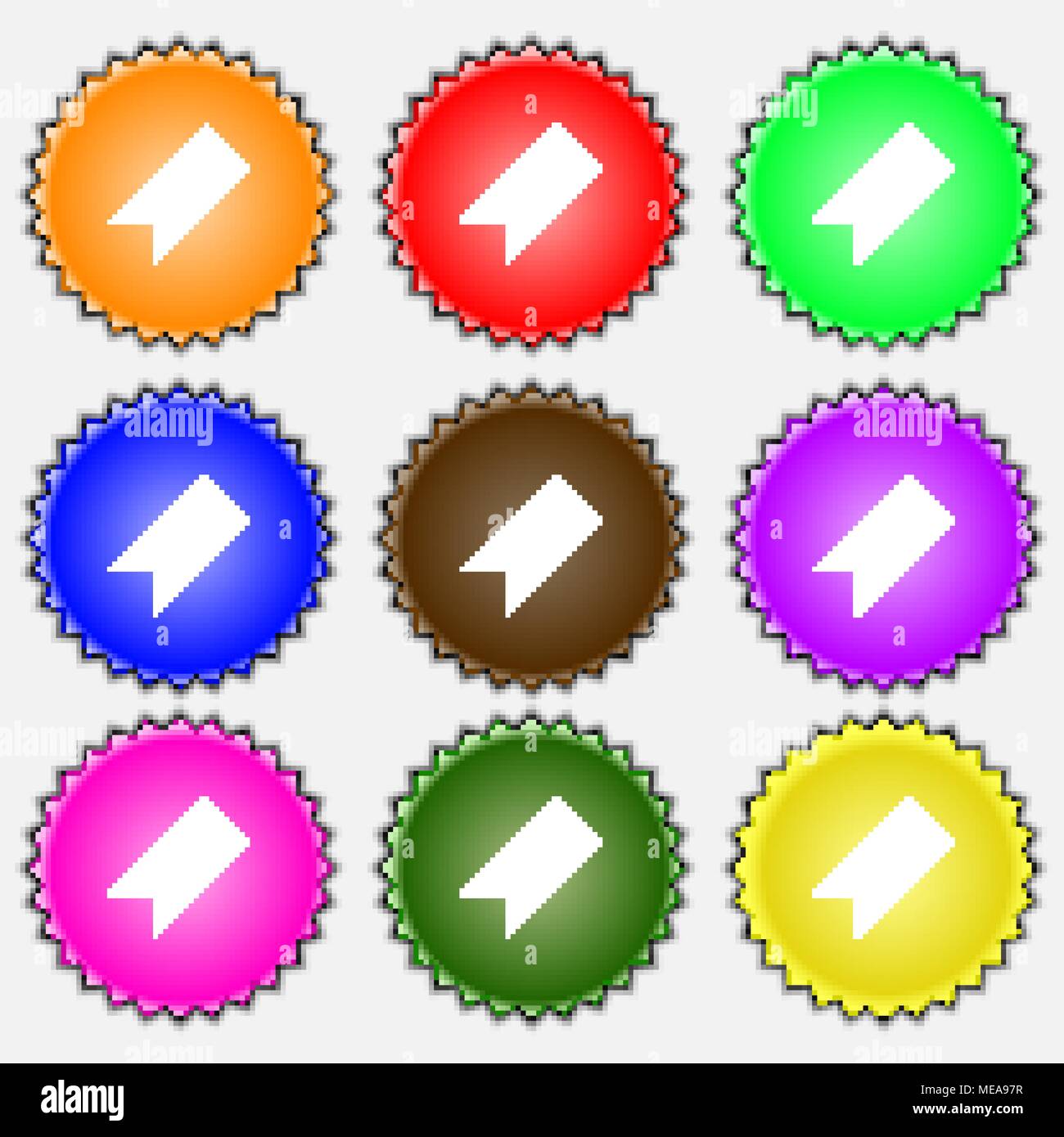 bookmark icon sign. A set of nine different colored labels. Vector ...