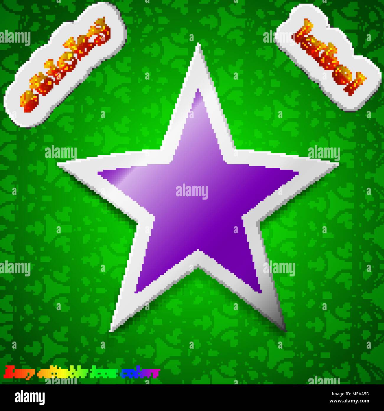 Star, Favorite icon sign. Symbol chic colored sticky label on green ...