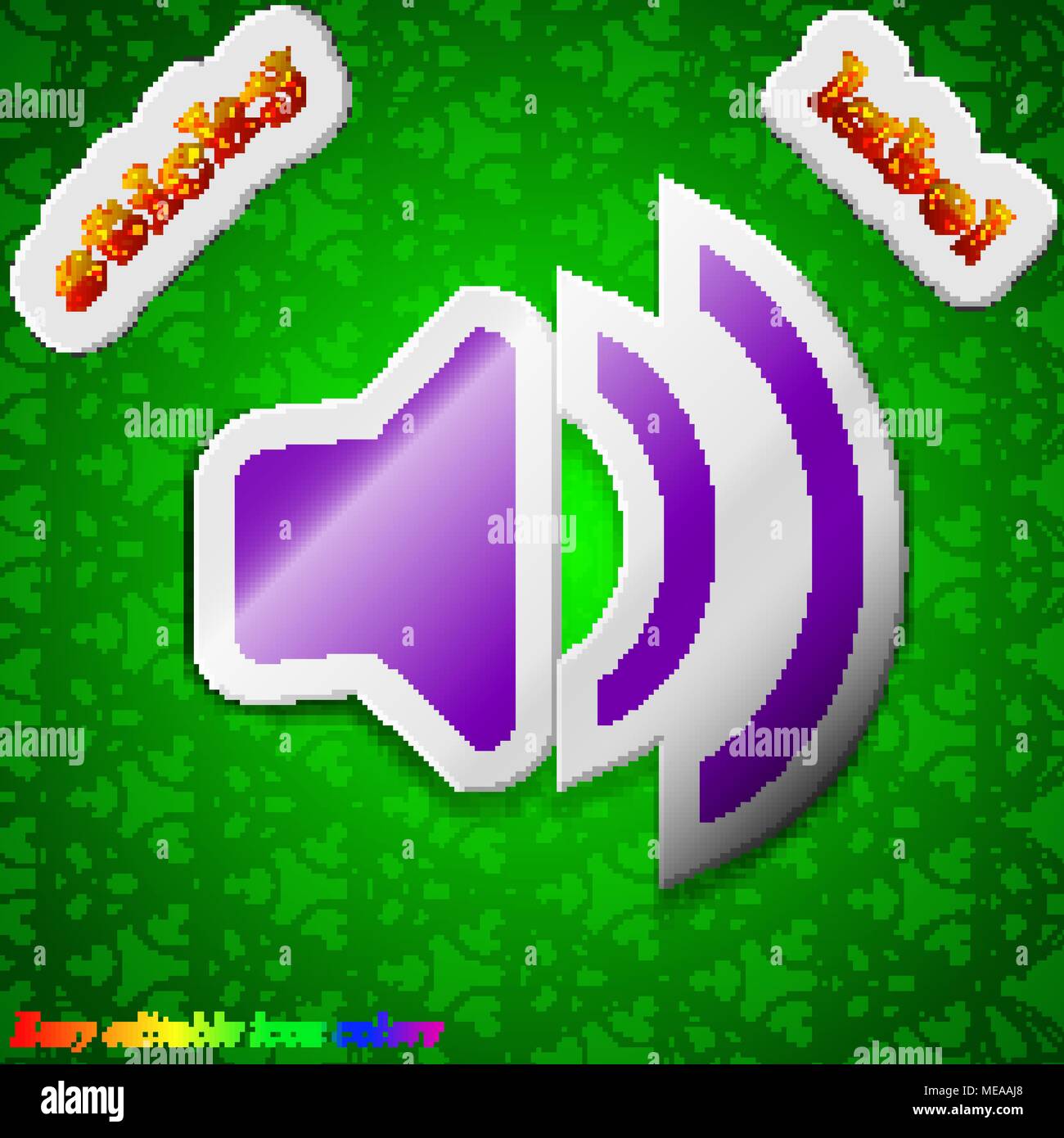 Speaker volume, Sound icon sign. Symbol chic colored sticky label on ...