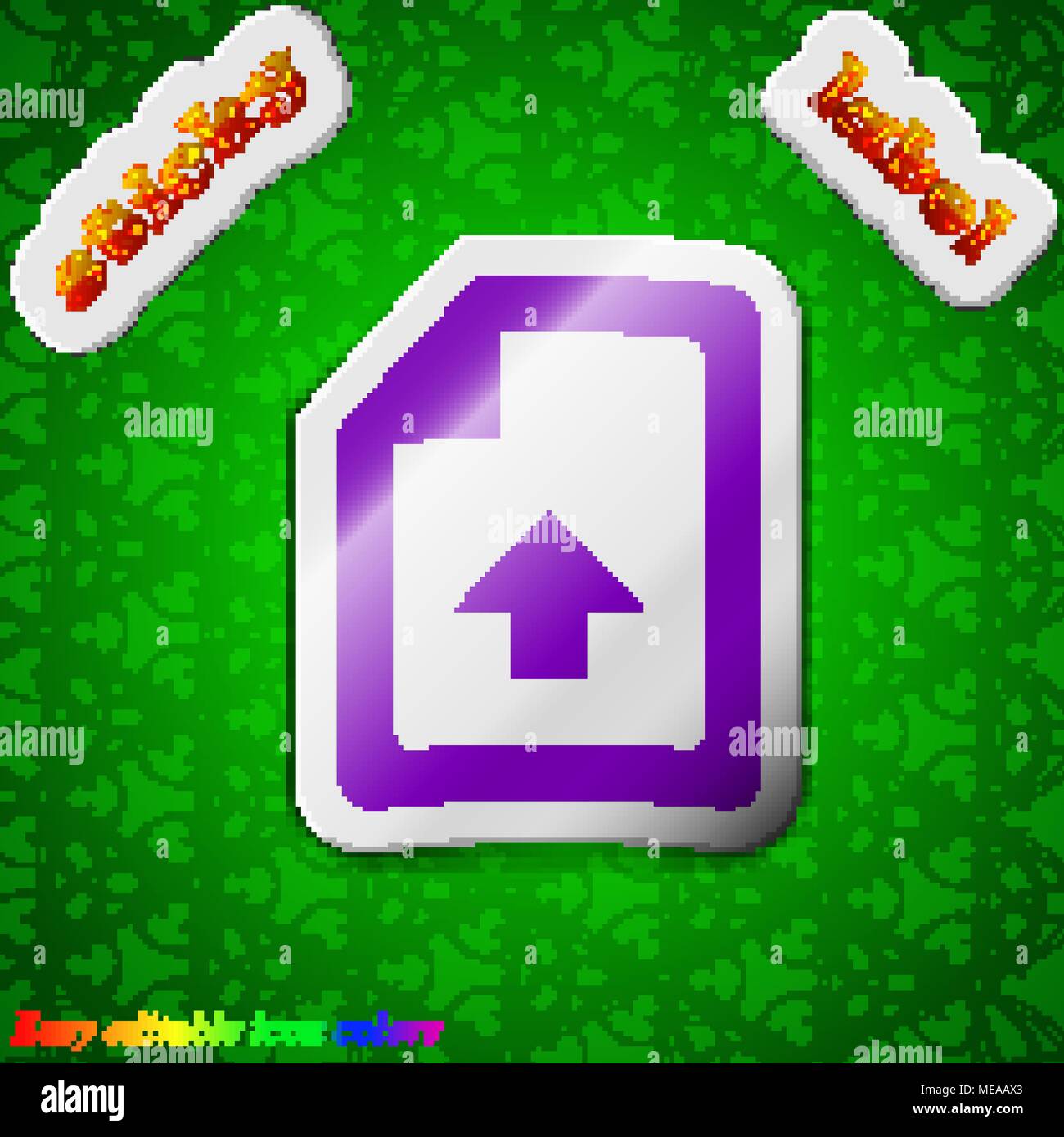 Export, Upload file icon sign. Symbol chic colored sticky label on ...