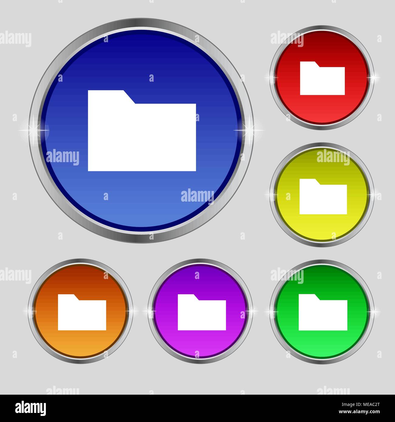 Document folder icon sign. Round symbol on bright colourful buttons ...