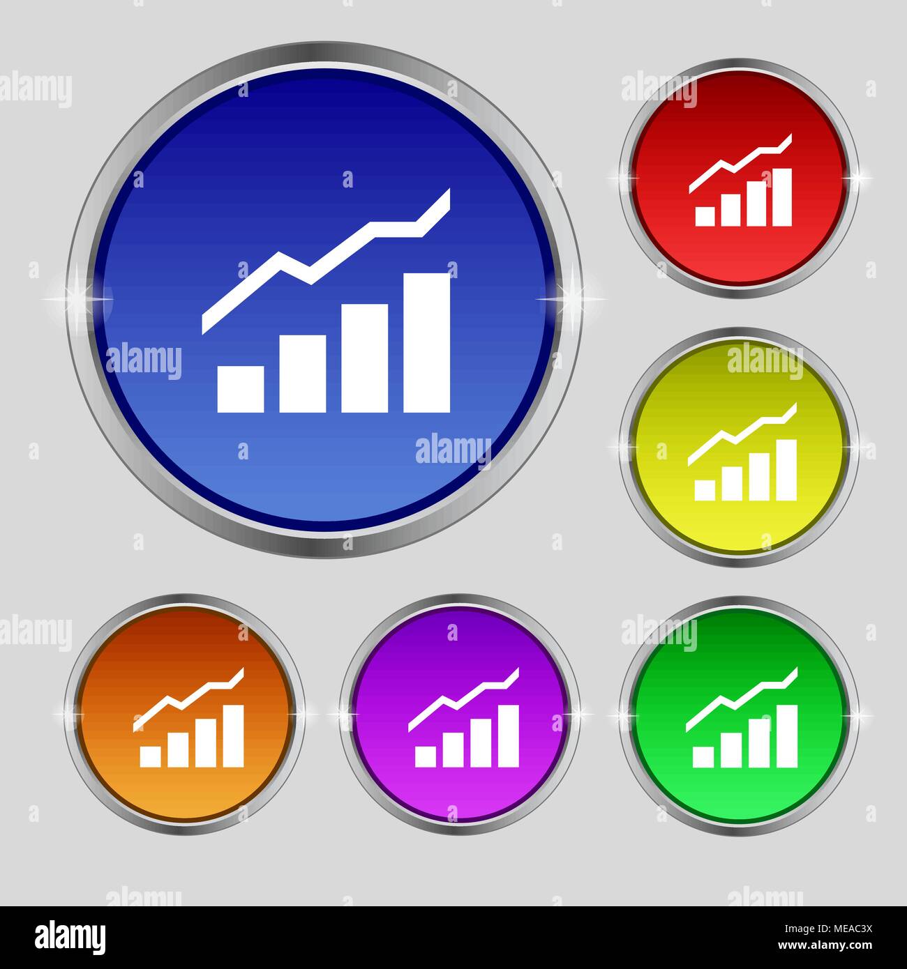 Growth and development concept. graph of Rate icon sign. Round symbol ...