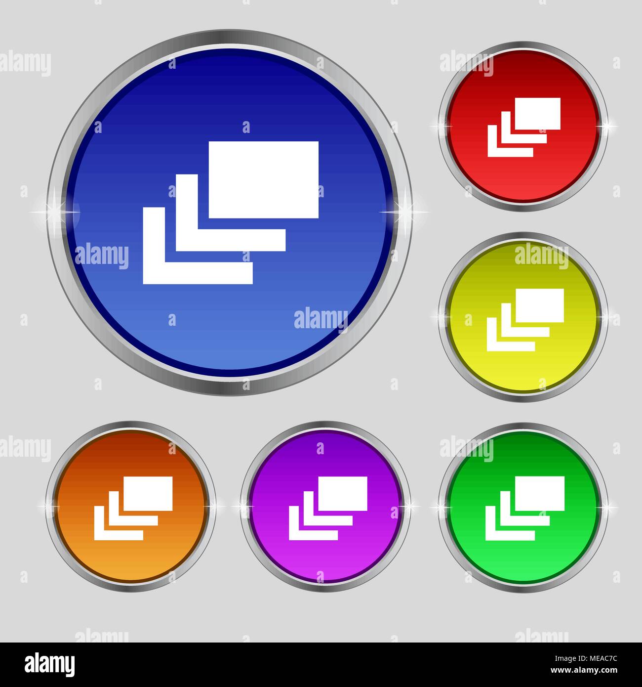 Layers icon sign. Round symbol on bright colourful buttons. Vector ...