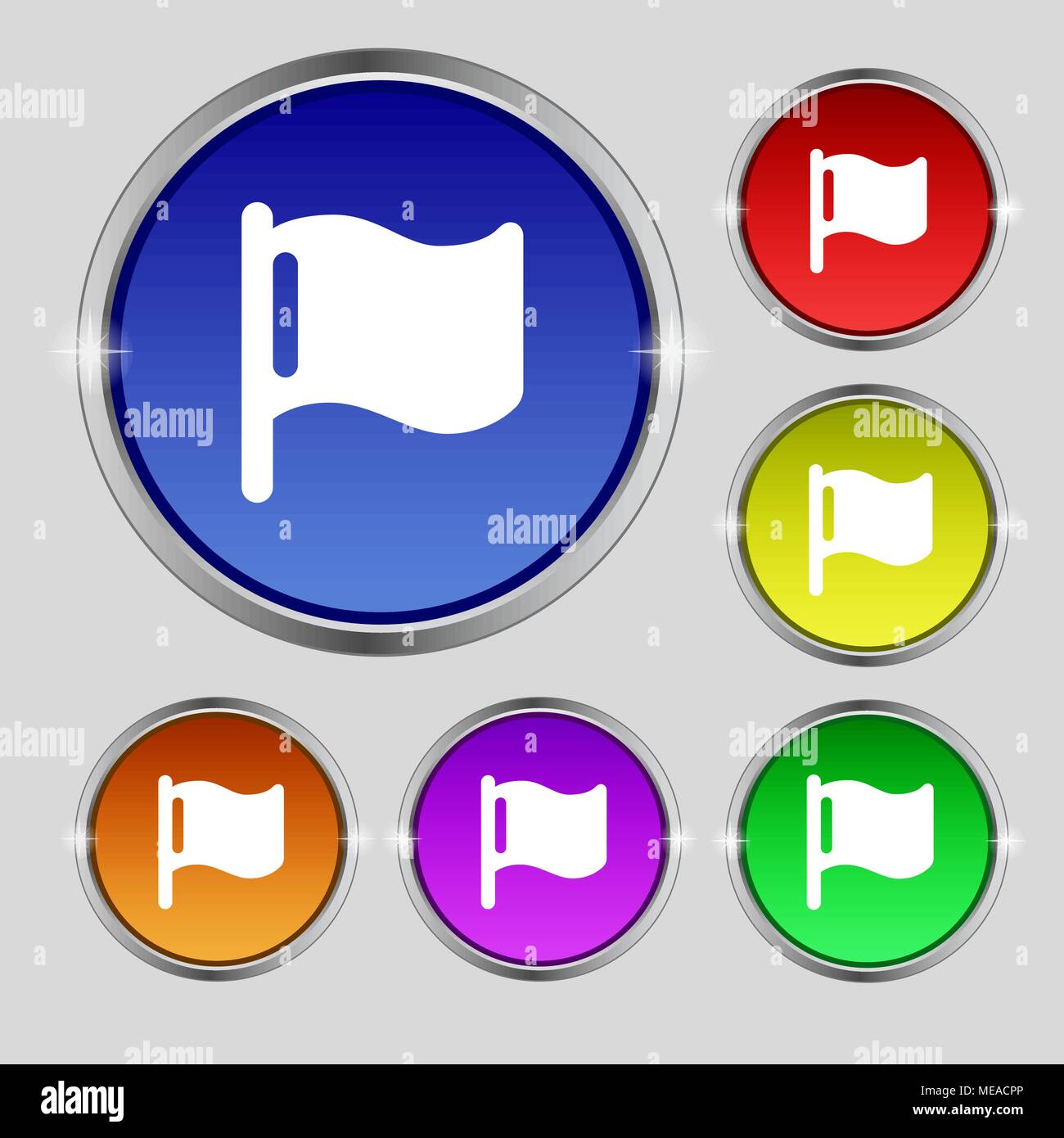 flag icon sign. Round symbol on bright colourful buttons. Vector ...