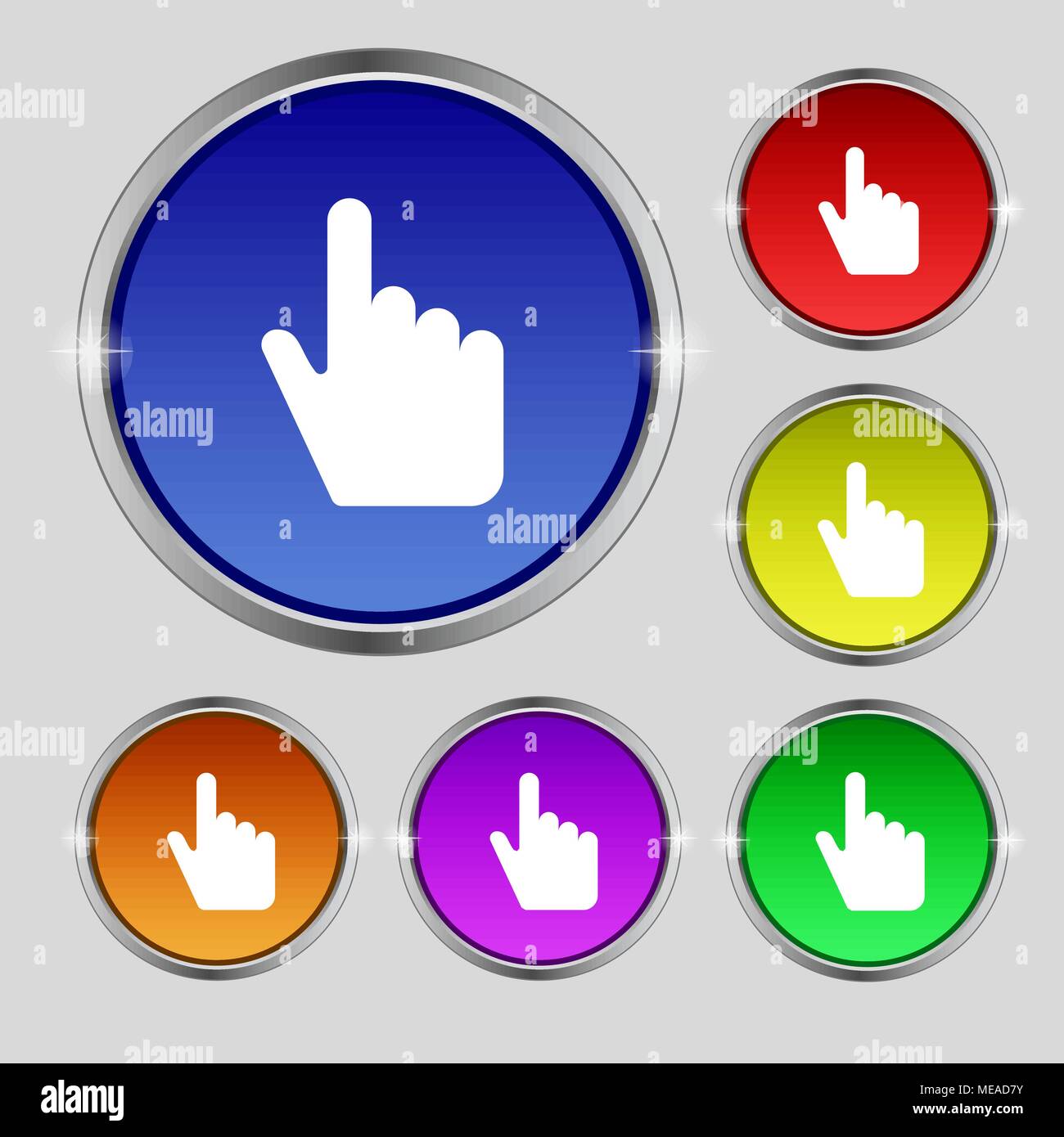 cursor icon sign. Round symbol on bright colourful buttons. Vector ...