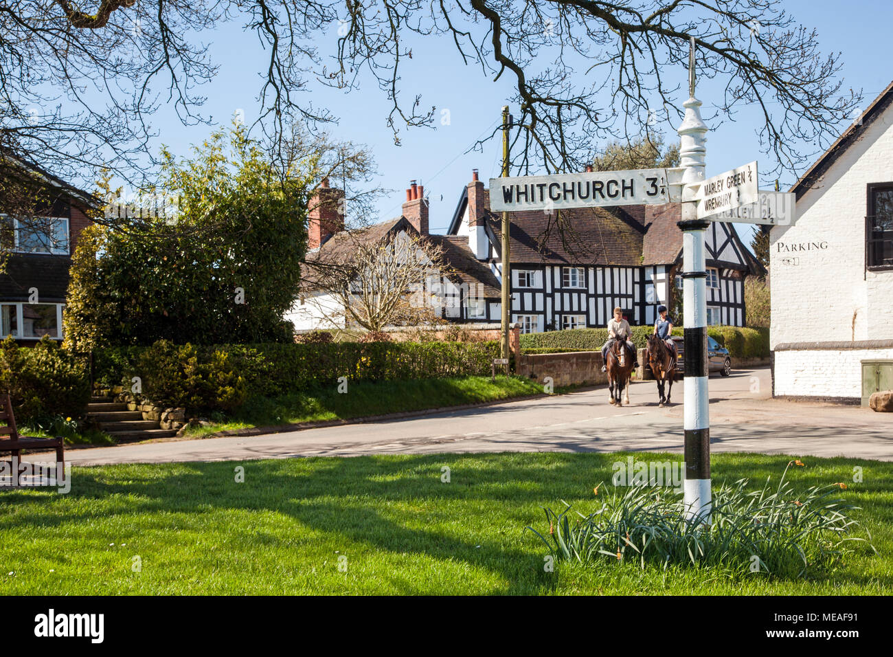 The village green at the South Cheshire rural countryside village of
