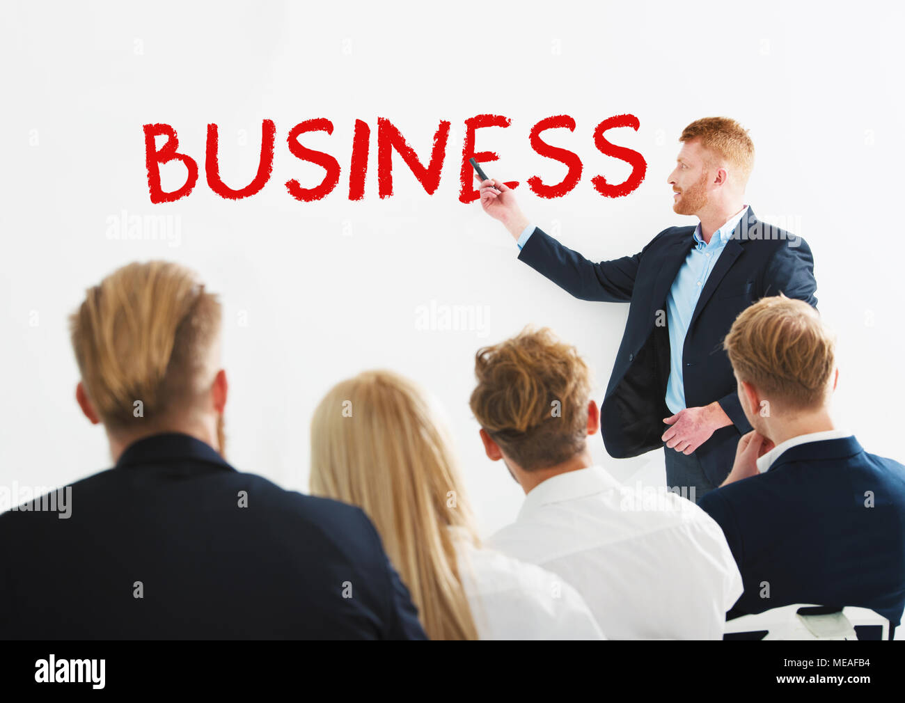 Businessman in office explain the business of the company at the training meeting Stock Photo