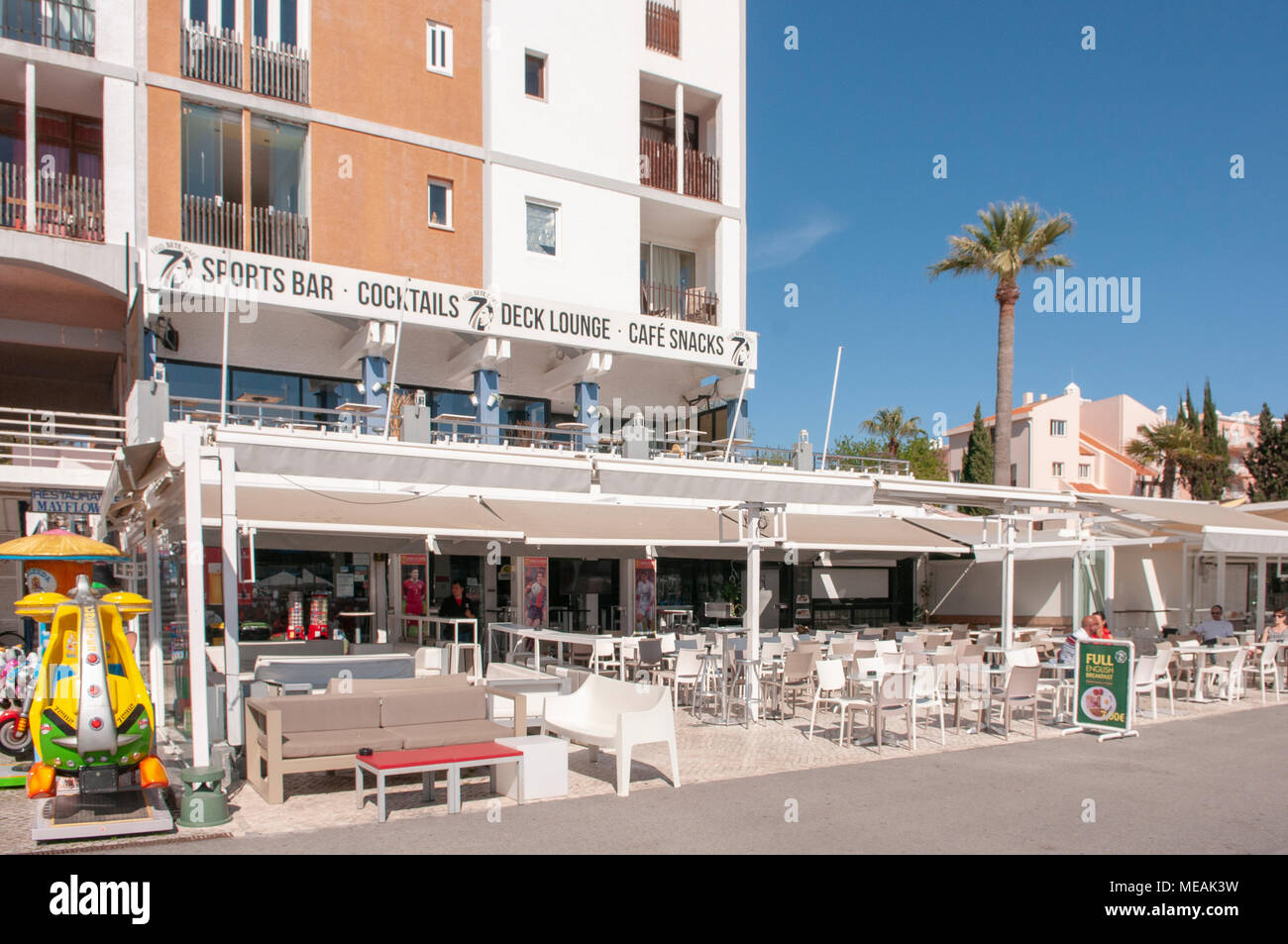 Restaurant at the marina, Vilamoura, Algarve, Portugal. Stock Photo