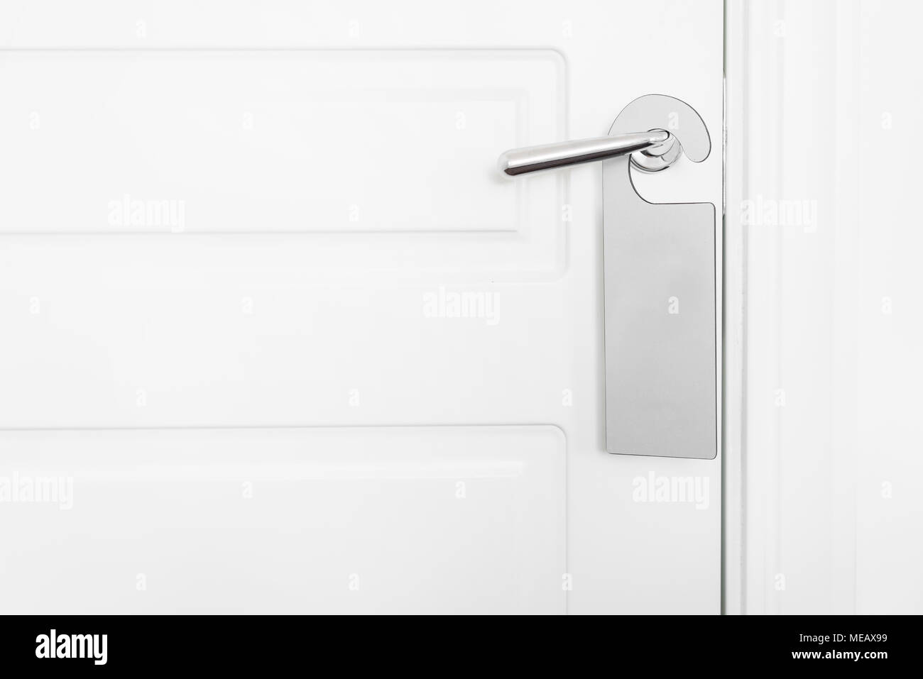 Door Knob With Empty Label On A Door Handle For Your Text Empty