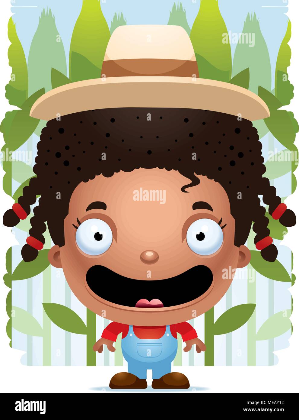 A cartoon illustration of a girl farmer smiling Stock Vector Image ...